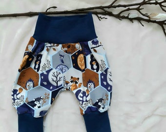 Pantaloni con pompa per neonati pantaloni per neonati pantaloni in jersey 50-56 62-68 74-80 86-92 animali della foresta