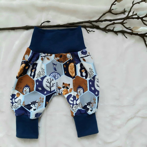 Pantalon à pompe bébé pantalon bébé pantalon jersey 50-56 62-68 74-80 86-92 animaux de la forêt