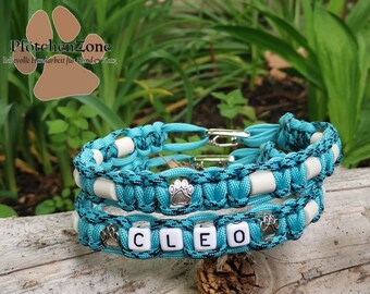 EM-Ceramic Collar Made to Measure Turquoise Diamonds with/without Name Size XS-XXL Dog Collar