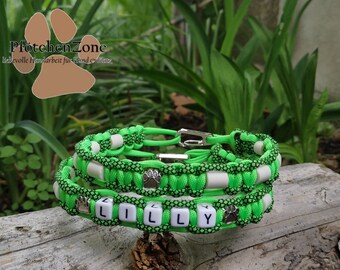 EM ceramic collar made to measure Neon Green Diamonds with/without name size XS-XXL