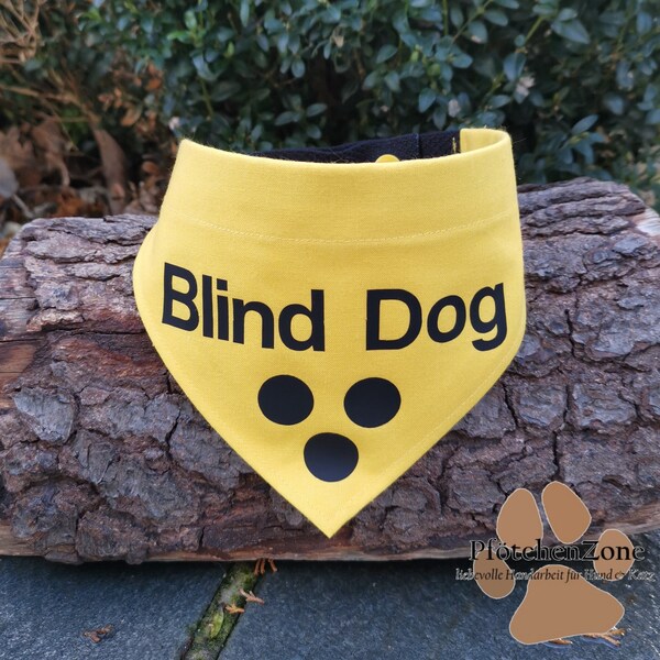 Halstuch Blind Dog Gr. XS - XXL Bandana verstellbar PfötchenZone Blindenhalstuch Blindenpunkte Hundehalstuch