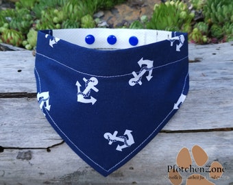 Hundehalstuch Anker blau, Gr. XS-XXL PfötchenZone Halstuch verstellbar Bandana Dreieckstuch Maritim