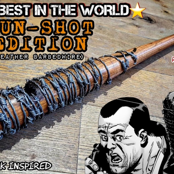 Lucille Bat réplique accessoire, les morts-vivants, Negan, authentique Louisville Slugger "34" (fil de fer barbelé en cuir)