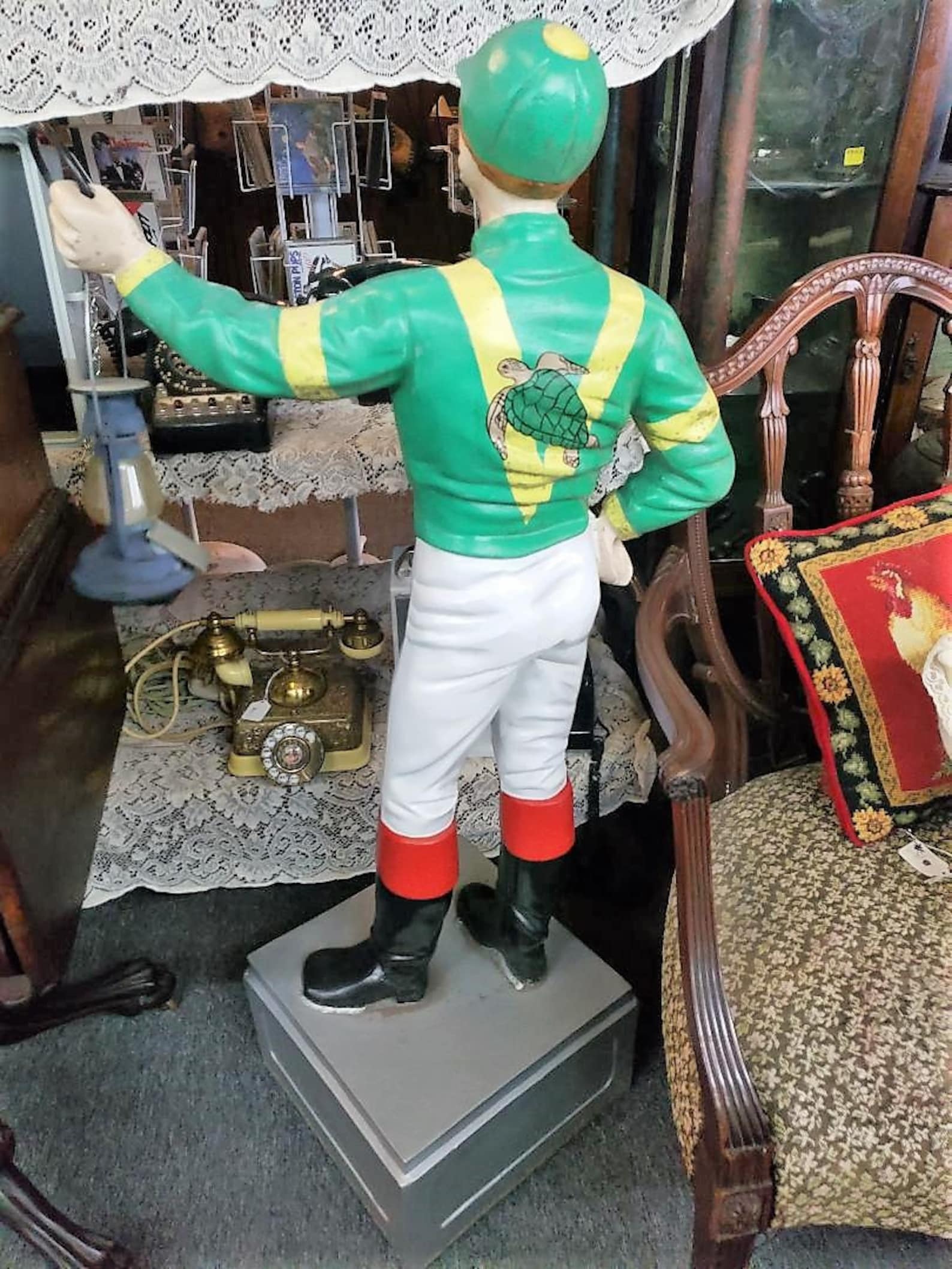 Genuine all metal Lawn jockey w/ lantern hitching Post Etsy