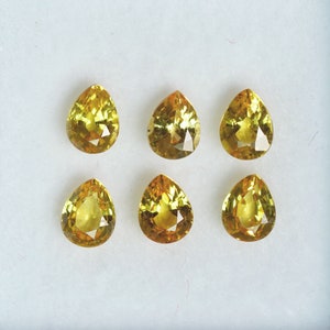 A box of Pear Shape Yellow Sapphire 6 pcs, 4.4X3.4 mm Sapphire loose gemstones  from Tanzania 1.71 cts. (FM1585)