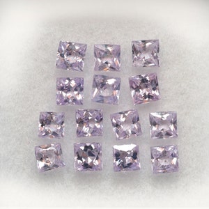 A Box of Small Clear Lilac Square Cut Spinel, Untreated Natural loose gemstone, 14 Pcs. 2.8-3.0 mm., for jewelry making 1.91 Cts (SM1207)