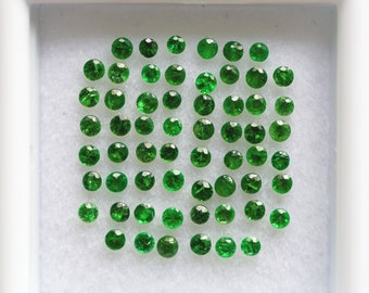 A Box of Small Tsavorite , Genuine Round Cut, Green Garnet, Loose Gemstones, 60 pcs. 1.5-1.7 mm. 1.17 cts. (GM1009)