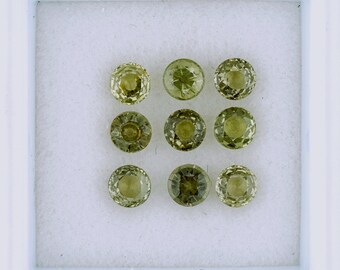 陶器製丸型壺 茶色と緑の混合 A Box of Mixed Green Round Shape Sapphires 6 Pcs, 3.4-3.5 Mm