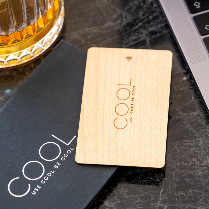 Wooden Nfc Embedded Business Card Smart Qr Code Contactless Etsy