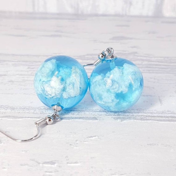 Cloud Earrings Handmade Resin Earrings Cloudy Sky Dangle | Etsy