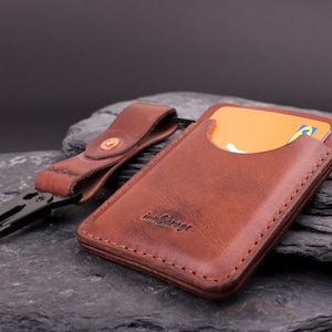 Custodia minimalista per carte di credito, custodia in pelle per carte di credito, portafoglio sottile, porta carte in pelle, portafoglio con tasca frontale, n. 1. Un regalo fantastico per lui o per lei!
