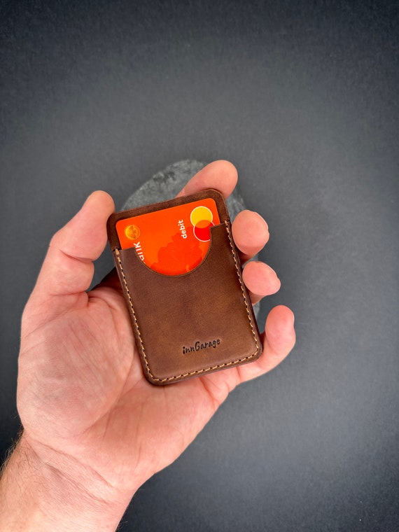 Portacarte In Pelle Vintage Con Portachiavi - Sottile, Doppia Tasca, Per Carte E Monete - Colori Diversi - Foto 10