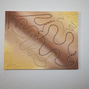 Modern Art Dot Painting Linear Art Acrylic on Canvas Painting Original Painting Desert Waves 16x12x.5 image 1