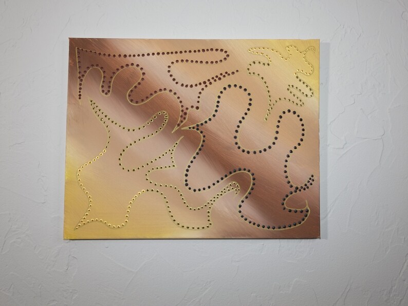 Modern Art Dot Painting Linear Art Acrylic on Canvas Painting Original Painting Desert Waves 16x12x.5 image 1