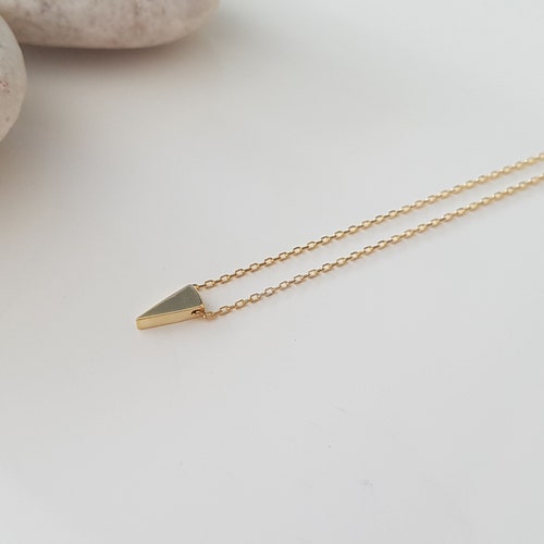 10k 14k 18k Solid Gold Triangle Geometric Necklace Dainty Etsy