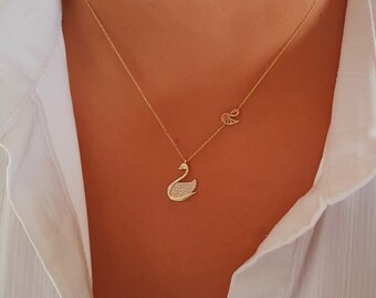 Gold Swan Necklace - Etsy