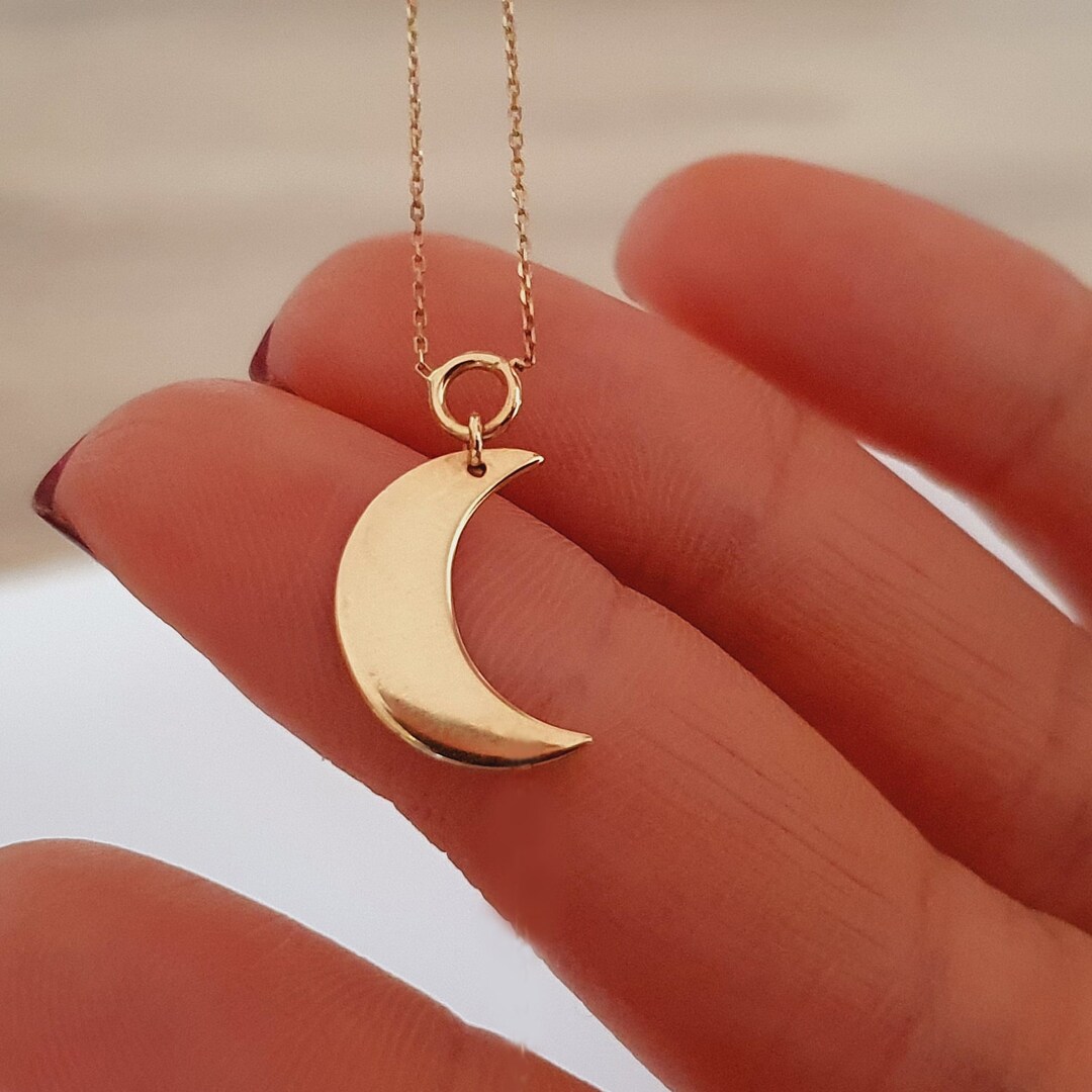 TINGN Einhorn Halskette 14K Gold - Bunte CZ Halbmond Anhänger Für Mädchen Geschenk