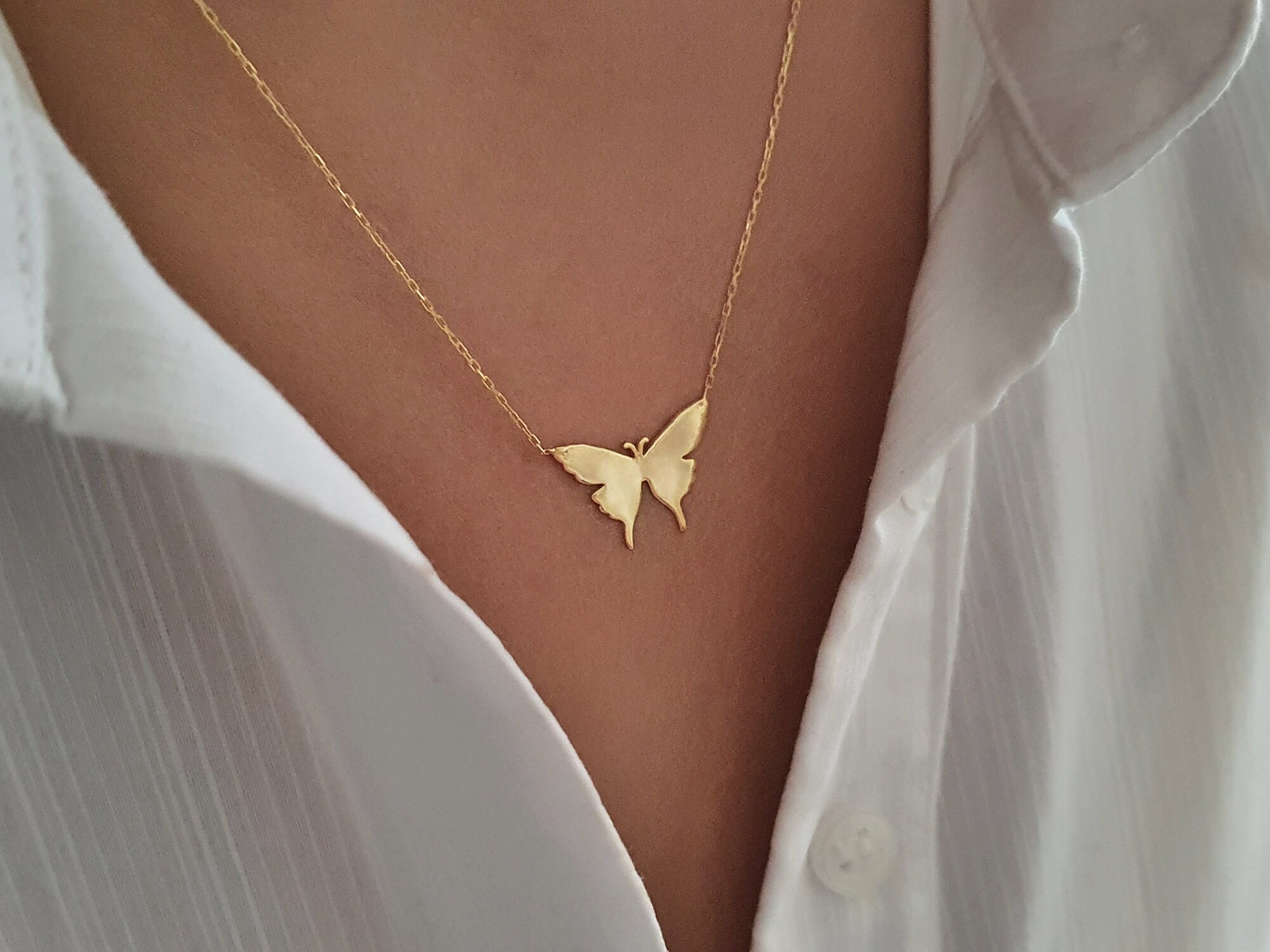 Real gold butterfly pendant best sale