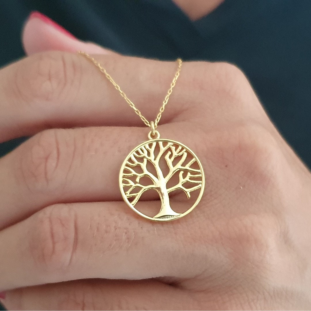 10k 14k 18k Solid Gold Tree of Life Necklace Tree Necklace
