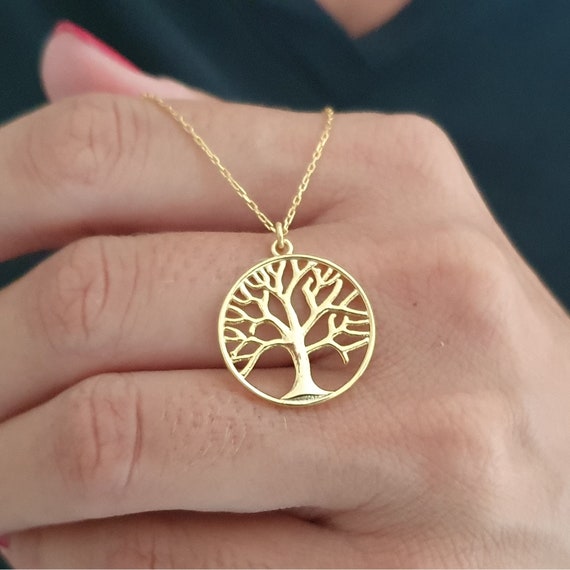 Tree of life pendant necklace for men in 18k gold