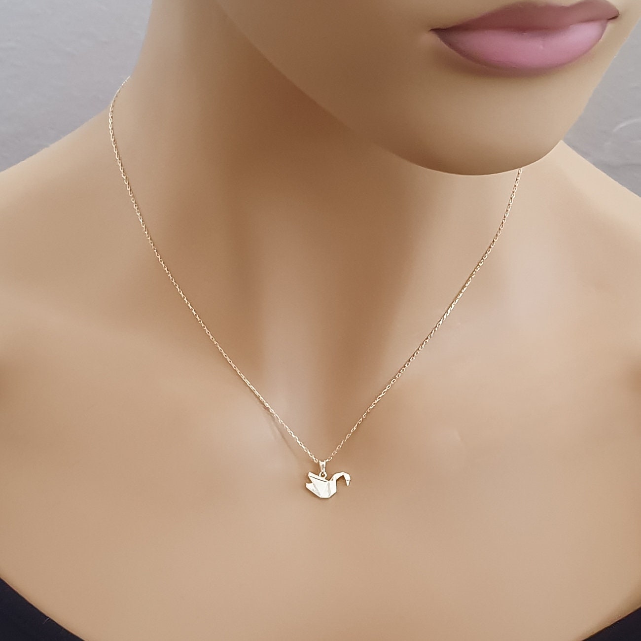 Diamond & Ruby Swan Pendant Necklace In 14K Rose Gold - Dia Rise Inc.