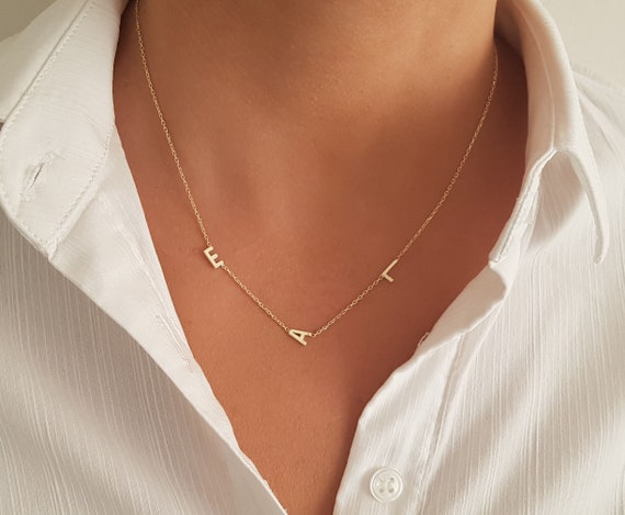 Sideways Initial Necklaces for Women | 14k Gold and Silver Letter Necklaces  | Unique Birthday Gift | Trendy Jewelry | Dainty Handmade Necklaces for  Women - Walmart.com