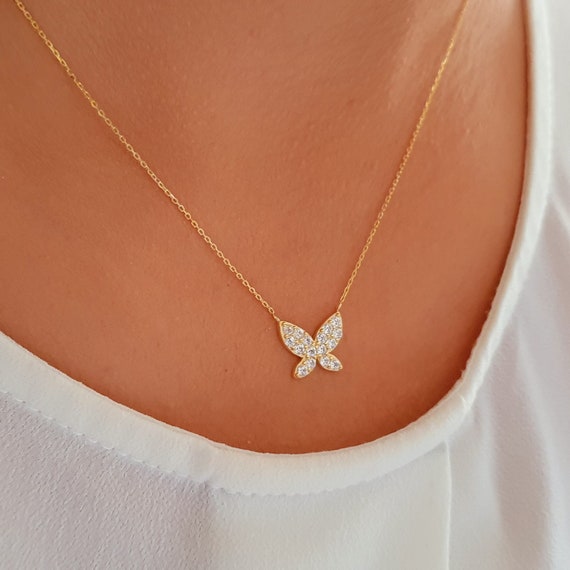 10k gold butterfly necklace outlet