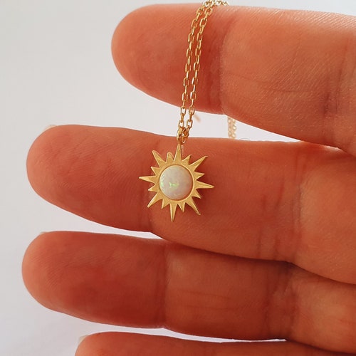 10k 14k 18k Solid Gold Sun Necklace 