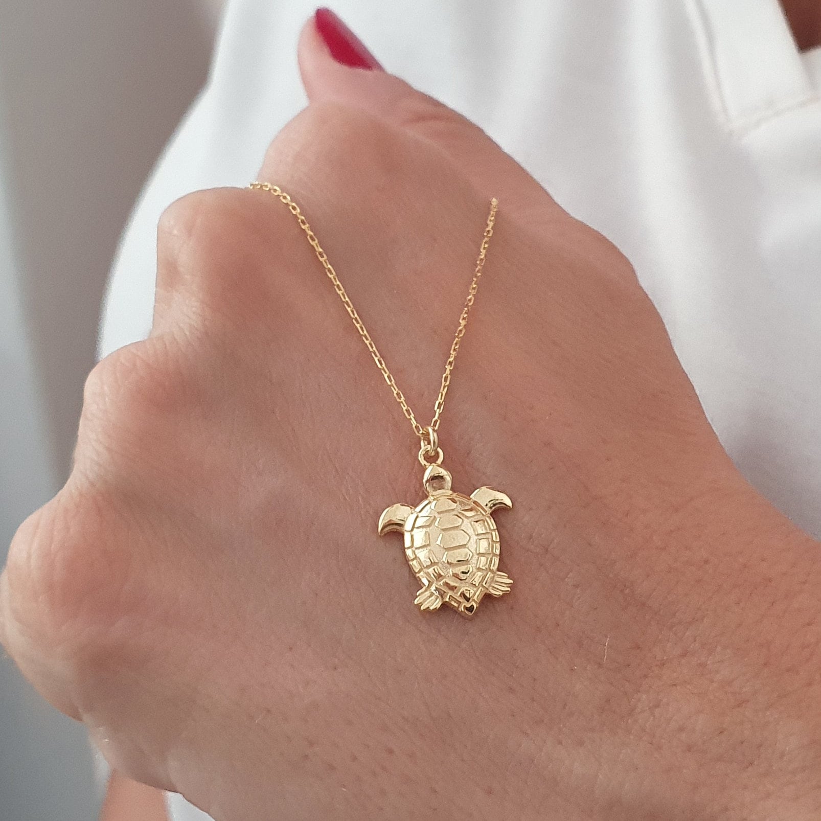 10k 14k 18k Solid Gold Turtle Necklace Gold Turtle Pendant Etsy