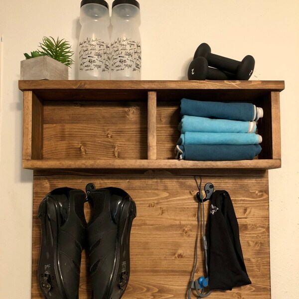 Unfinished Wood Shelf With Hooks Etsy