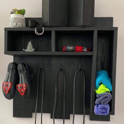Exercise Shelf With Hooks Bike Organizer Etsy