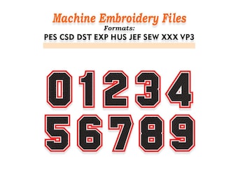 Sport numbers Embroidery design files. Sizes 0.5" 1" 2" 3" 4" 5" 6" 7" 8". Multiple formats included. Instant Download