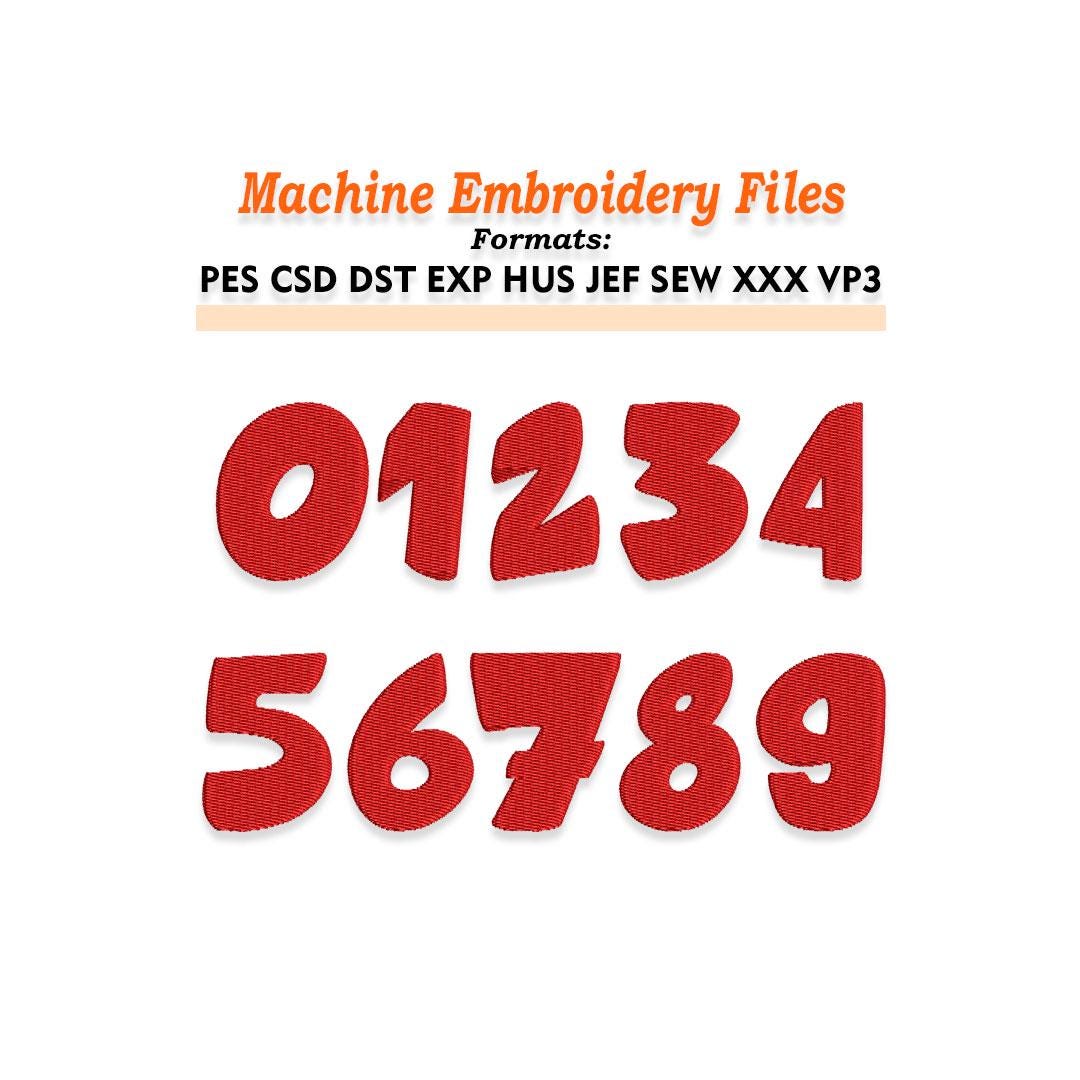 Cartoon Numbers Embroidery Design Files. Sizes 1