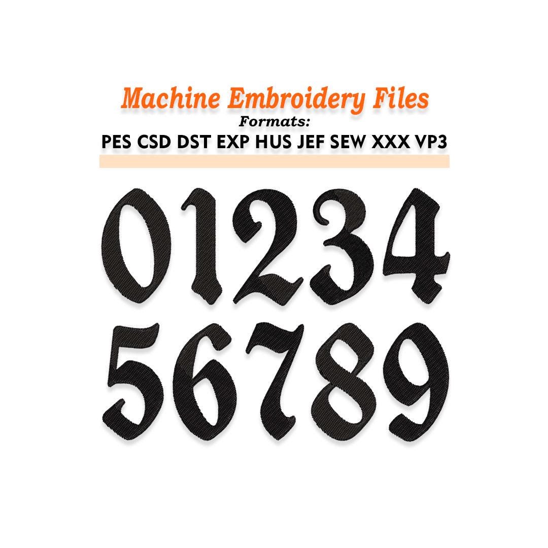 Examples For File Number Pattern Numbers Embroidery Design Files. Sizes 1