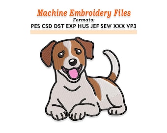 Jack russell terrier Embroidery design files. Sizes 2", 3", 4", 5", 6", 7", 8", 9". Multiple formats included. Instant Download