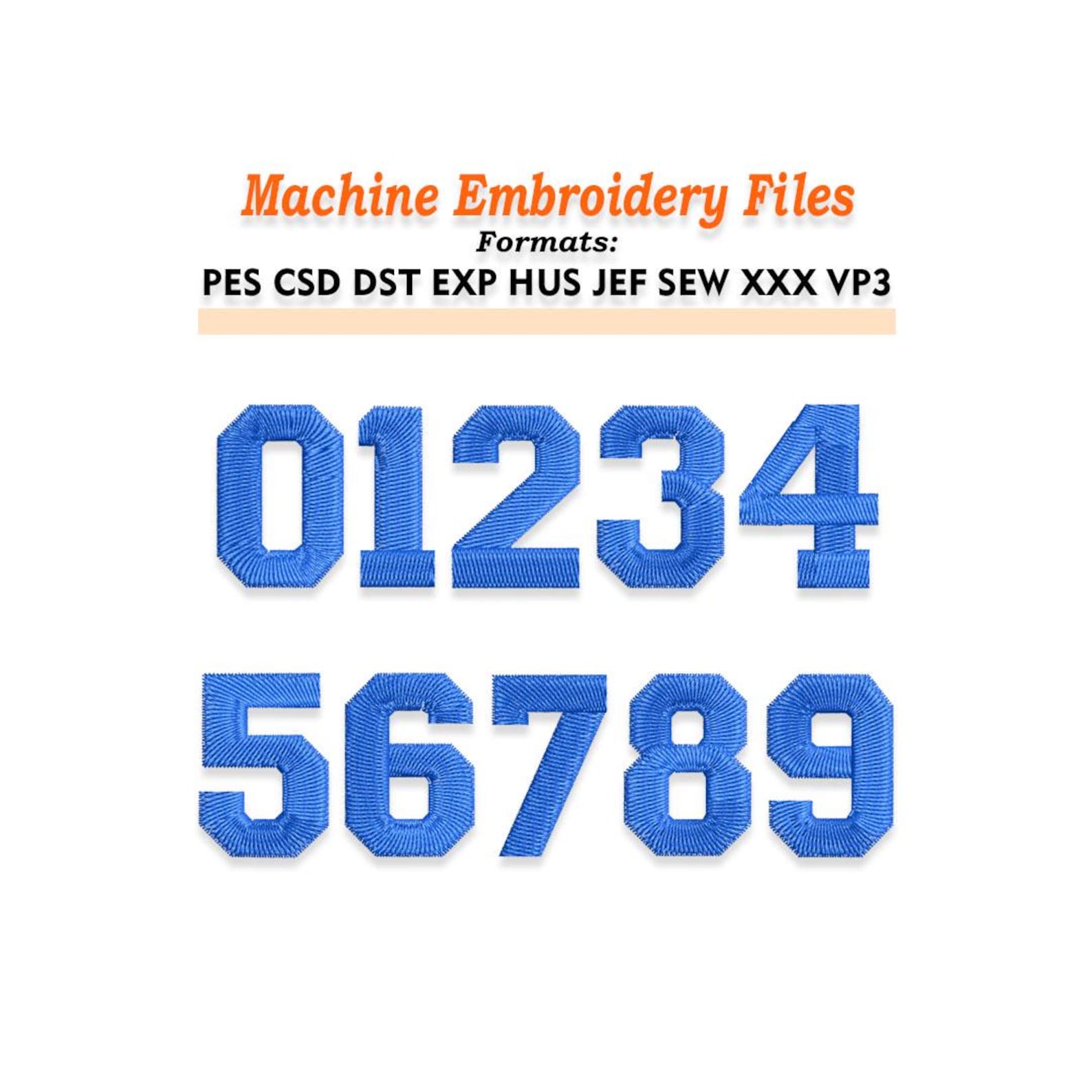 Examples For File Number Pattern Sport Numbers Embroidery Design Files. Sizes 0.5