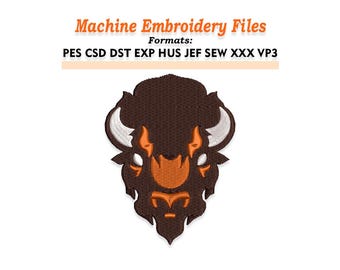Bison Embroidery design files. Sizes 1", 2", 3", 4", 5", 6", 7", 8". Multiple formats included. Instant Download