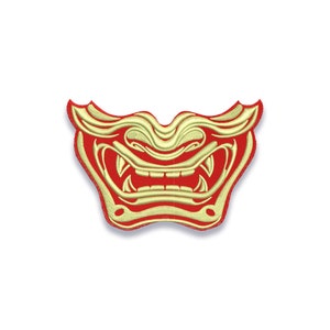 Samurai Oni máscara cara bordado archivos de diseño