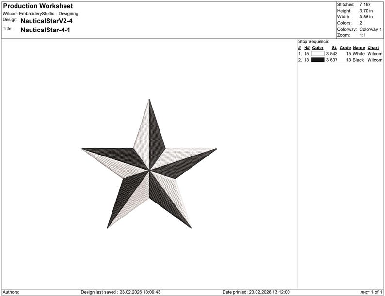 Nautical Star Embroidery Design Files. Sizes 1