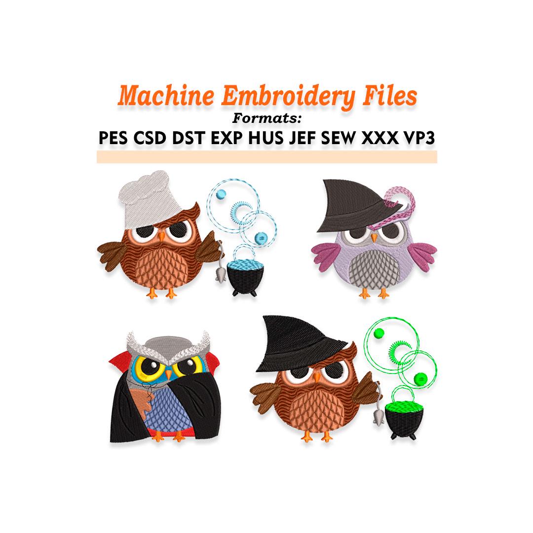 Bundle of Owls Embroidery design files. Sizes 2", 3", 4", 5", 6", 7", 