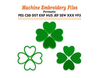 Clover Embroidery design files. Sizes 1", 2", 3", 4", 5", 6", 7", 8". Multiple formats included. Instant Download.