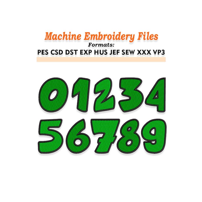 Cartoon Numbers Embroidery Design Files. Sizes 1