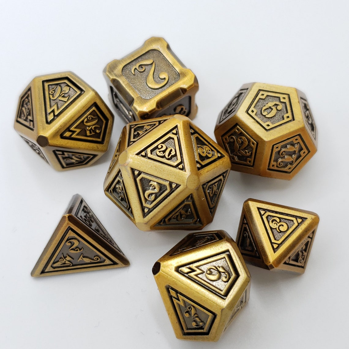 Dwarven Orichalcum Metal Dice Set RPG Dice Polyhedral Dice Etsy