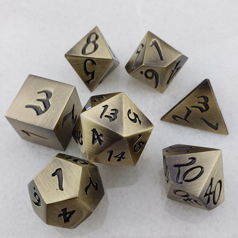 Elven Gold Metal Dice Set RPG Dice 5E Dungeons and Dragons Etsy