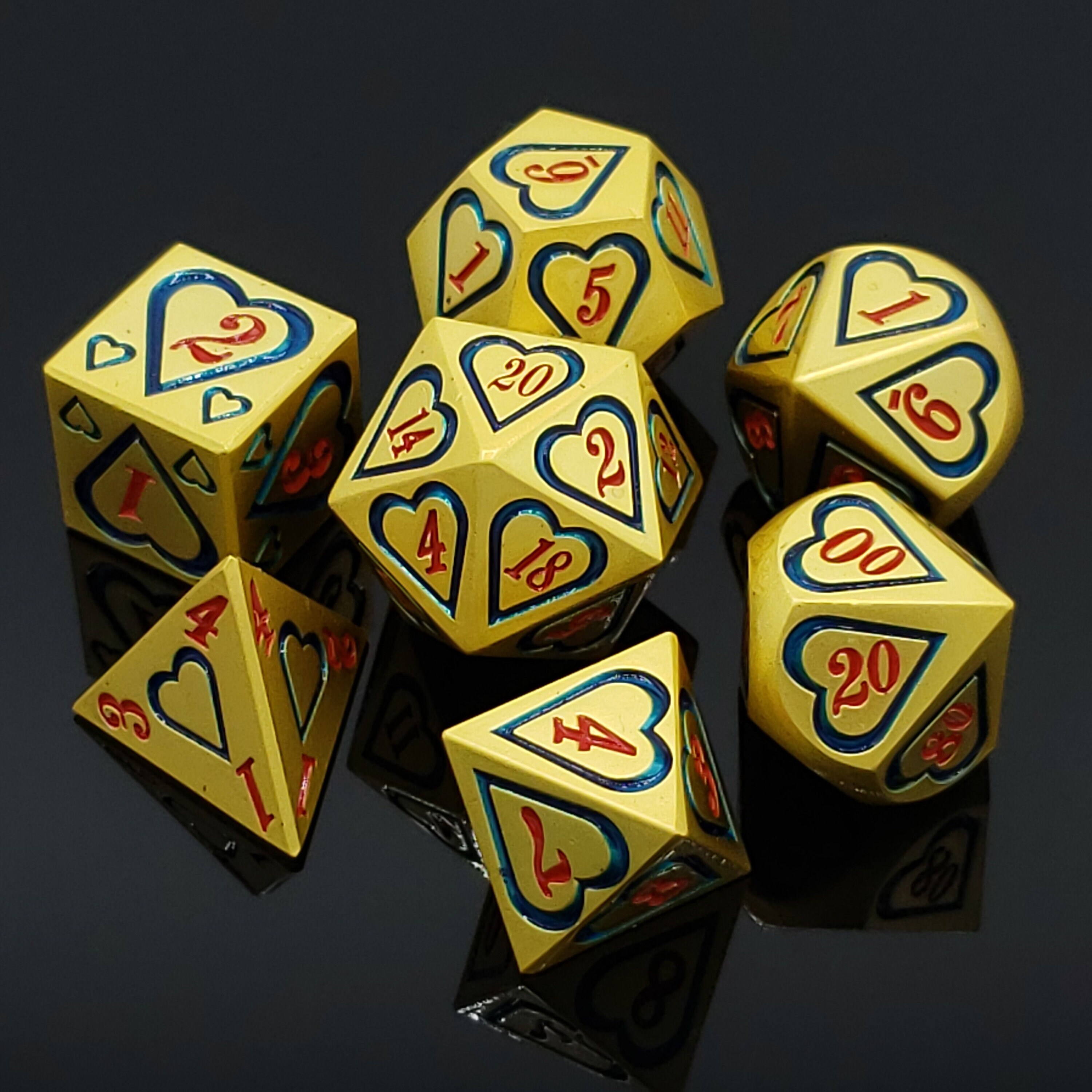 Gold Heart Metal Dice Set RPG Dice Polyhedral Dice Set Etsy