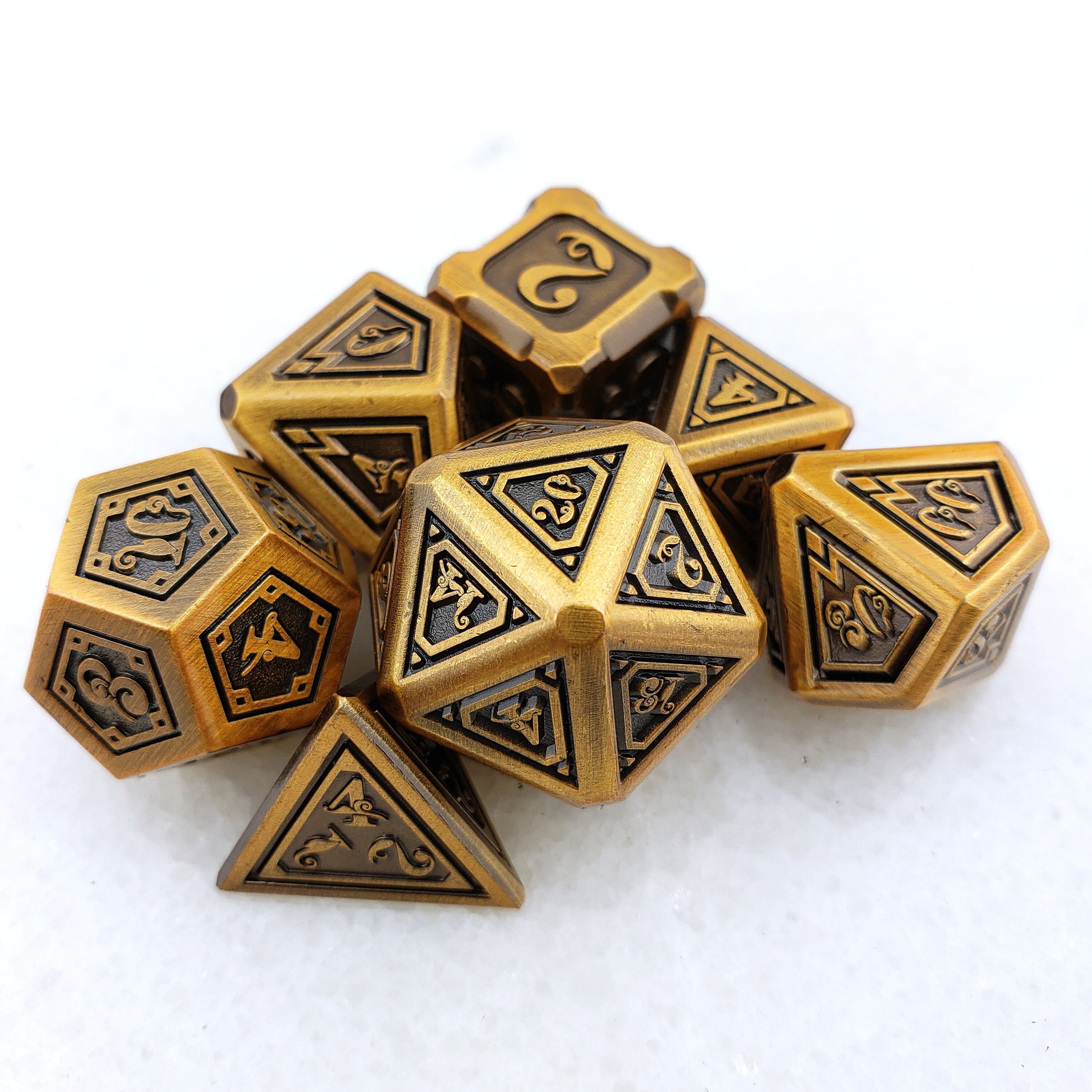Dwarven Orichalcum Metal Dice Set RPG Dice Polyhedral Dice Etsy