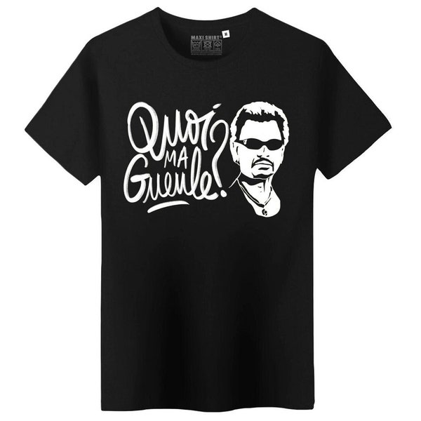 T-Shirt Noir homme Johnny humour, dessin quoi ma gueule, 100% coton