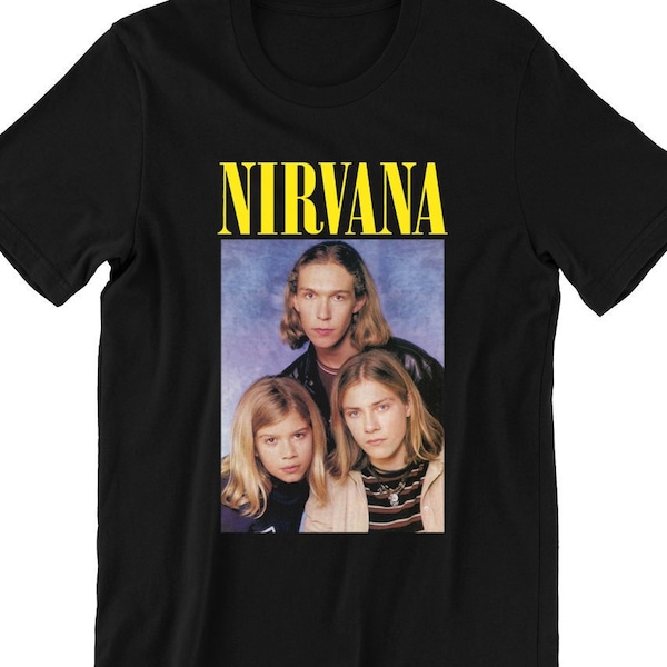 T-Shirt homme noir humour, fake Nirvana, idée cadeau drôle, 100% coton