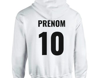 Unisex White Hoodie Customizable Back Text + Number | Couple Hoodies Gift Idea