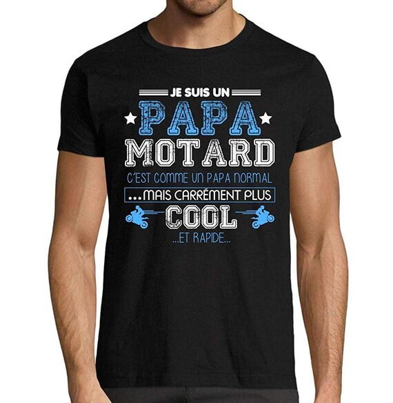 T-Shirt Homme Noir Papa Motard Idee Cadeau Moto (Noir, XL) : : Mode